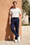 Baruchel Pleated Baggy Fit Fabric Men's Trousers - Navy Blue - 6