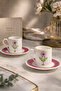 2-Person Porcelain Purple Daisy Patterned Coffee Cup Set 90ml - 4