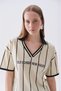 Women's Yellow Printed Loose Fit Polo Neck T-Shirt - 3