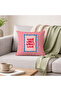 Double-Sided Printed Red Striped Good Vibes Themed Velvet Textured Throw Pillow Cover - 8