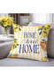 Home Sweet Home Lemon Patterned Double-Sided Digital Printed Velvet Cushion Cover - 43X43 cm - 8
