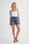Women's Cut-Cut Jeans Shorts Dark Blue