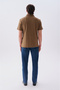 Men's Brown Striped Polo Collar T-Shirt - 2