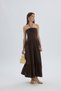 Elisa Rose Detail Dark Brown Long Dress - 6