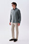 Men's Khaki Textured Slim Straight Fit Trousers - 3