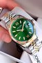 Original Men's Wristwatch 3 Atm Water Resistant Silver-Gold-Green Color Steel Cord Gtje2084C1 - 3
