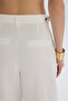 Alidah Pleated Ecru Wide Leg Trousers - 8