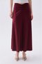 Women's Burgundy A-Line Long Skirt with Gathered Waist and Slit - 4