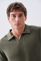 Men's Beige Polo Neck T-Shirt - 3