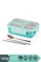 3 Compartments (New) 620 ml Steel Lunch Box Vgn-7097 - Green