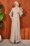 Stone Side Tie Sleeve Detailed Evening Dress - 4