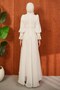 Ecru Side Tie Sleeve Detailed Evening Dress - 5