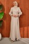 Stone Side Tie Sleeve Detailed Evening Dress - 3