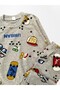 Boys' 100% Grey Cotton Skateboard Goggles Hat Star Pattern Long-Sleeved Winter Pajama Set - 3