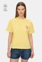 Lisa Yellow Crew Neck Printed 100% Cotton Loose Fit Women's Tshirt