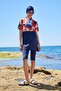 Hijab Swimsuit Semi-Closed Covered Short-Sleeved Orange Giant Flower - 2