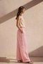 Women's Pink High Waist Wide Leg Cotton Muslin Casual Pants
