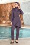Modest Swimsuit, Stretch Fabric, Double-Breasted Design, Kaftan Style, Powder Pink