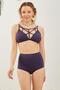 Purple High Waist Bikini Set - Low-Cut Gathering Chest - 4