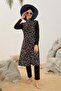 Full Covered Hijab Swimsuit Black and White Striped High Collar - 4