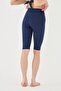 High Waist Lycra Navy Blue Swimsuit Tights - Knee Level - 2