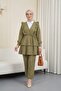Ruffled Front Lace-Up Skirt and Layered Trousers Kimono Set -Khaki - 3