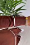 Piping Detail Mercerized Hijab Double Set - Brown - 3