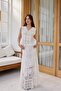 Women's White Embroidered Lace Design Skirt - 2