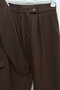 Single Button Pocket Detailed Double Breasted Collar Crepe Suit with Trousers - Brown - 5