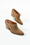 Women's Beige Suede Leather Brown Western Mule Slippers – Cowboy Style Heels - 4