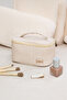 Vega Faux Leather Quilted Makeup Organizer and Travel Case - Beige - 2