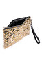 Star Embroidered Portfolio Handbag with Wrist Strap, Satin Lined Gold Clutch Bag - 3
