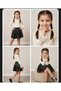Girls' Combination Set with Lace Collared Shirt and Leather Skirt - School and Birthday Special Occasion Outfit - 3
