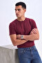 Men'S/Unisex Slim Fit Lycra Body-Fitting Claret Red Soft Textured Crew Neck T-Shirt - 5