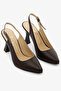 Brown Genuine Leather Women's Slingback Stiletto Thin Heeled Shoes