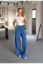 Elastic Waist Wide Leg Denim Trousers - 5