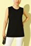 Round Neck Zero Sleeve Combed Cotton Underwear - Black