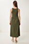 Halter Neck Basic Summer Knitted Dress Khaki Lcr0053 - 6