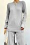 Crew Neck Camisole Set -Light Gray - 4