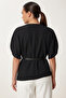 Belted Asymmetrical Woven Blouse Lzh0025 Black - 7