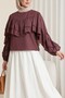 Flounce Sleeve Elastic Blouse - Plum
