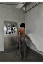 Tan leather-look snake print wide-leg trousers - 4