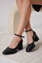 Women's Matte Black Heeled Shoes Tr18Ms06A - 5