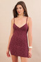 Women's Burgundy Strappy Floral Mini Dress App1129-90