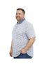 Men's Large Size Indigo Polo Collar Micro Patterned Short Sleeve T-Shirt 3Xl-4Xl-5Xl-6Xl - 2