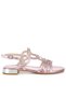 Women Cut Out Detail Rhinestone Flat Sandals in Pink - 2