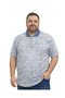 Men's Large Size Indigo Polo Collar Micro Patterned Short Sleeve T-Shirt 3Xl-4Xl-5Xl-6Xl