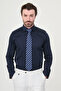 Straight Slim Fit Polycotton Collar Classic Men's Shirt Navy Blue - 37445.21K