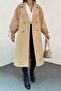 Trench Coat with Flap Pockets and Lace-Up Sleeves - Mink - 4