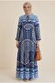 Patterned Lace-Up Dress with Elastic Sleeves -Laci - 3